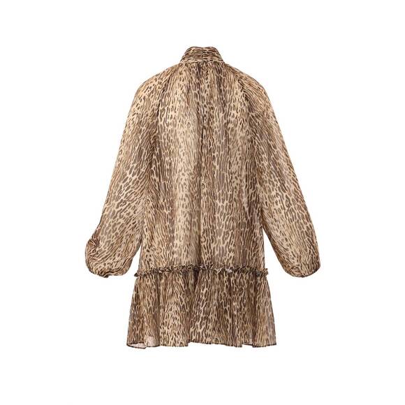 NEW BEULAHSTYLE women's sheer mini dress in leopard - Picture 3 of 3